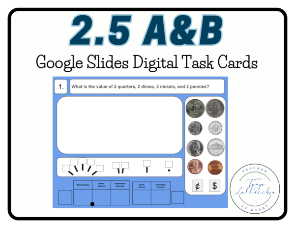 2nd Grade Counting Coins Digital Task Cards