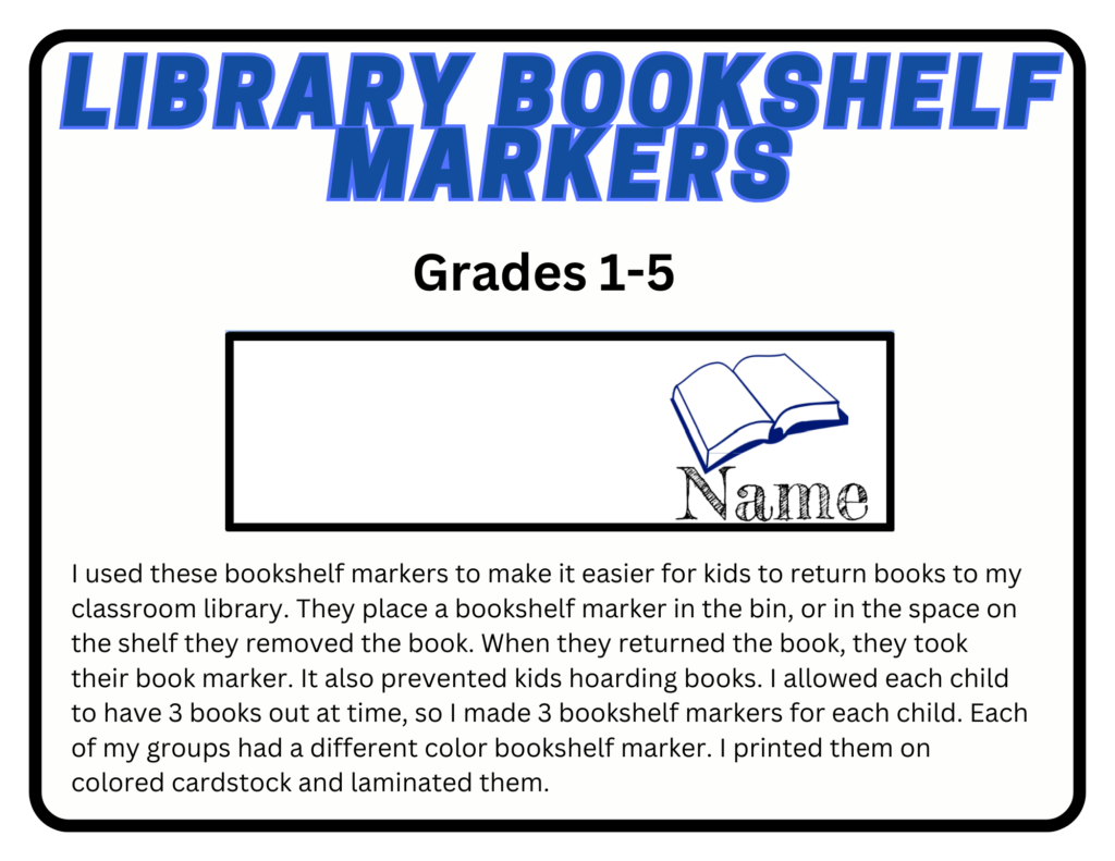 Library Bookshelf Markers