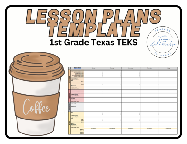 1st Grade Lesson Plans Template (Texas TEKS Dropdown Menu)