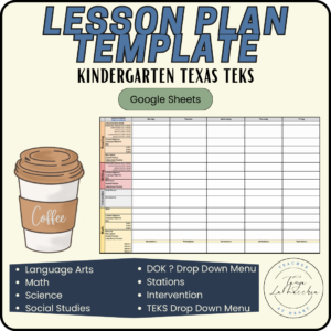 Lesson Plan Template Kindergarten Texas TEKS Dropdown Menu