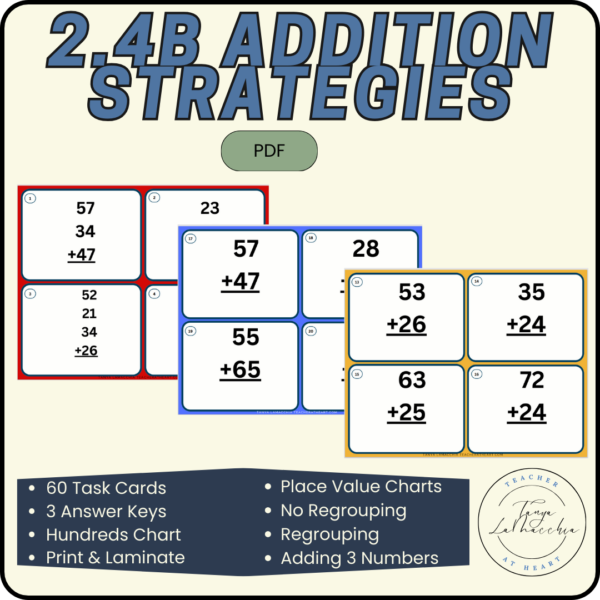 2.4B - 2 Digit Addition Task Cards