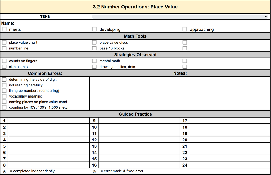 Printable Anecdotal Notes