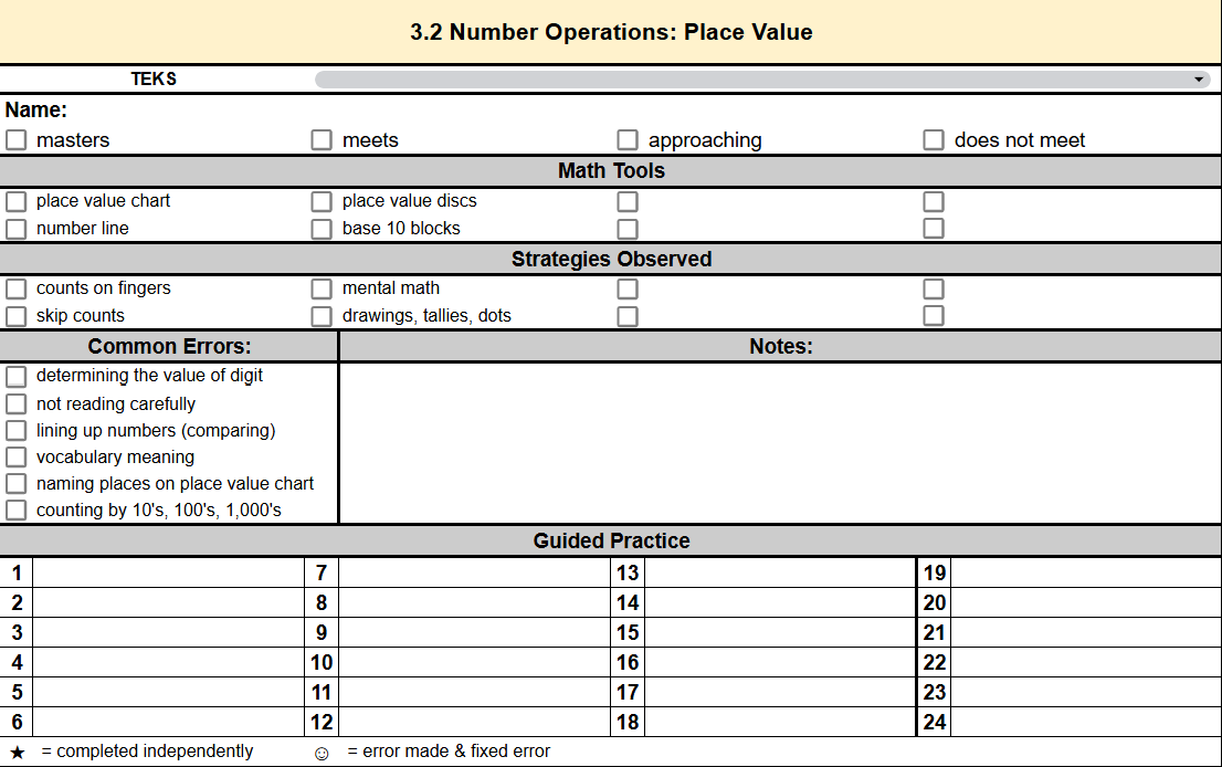 3rd Grade Math Anecdotal Notes Template | Google Sheets | Texas TEKS - Image 2