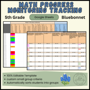 5th Grade Bluebonnet Math Progress Monitoring Cover