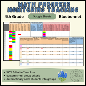 4th Grade Bluebonnet Math Progress Monitoring Cover